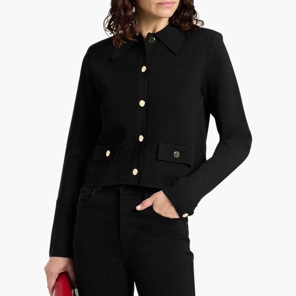 Never Worn Veronica Beard Black Crop Jacket with Gold Buttons NWT